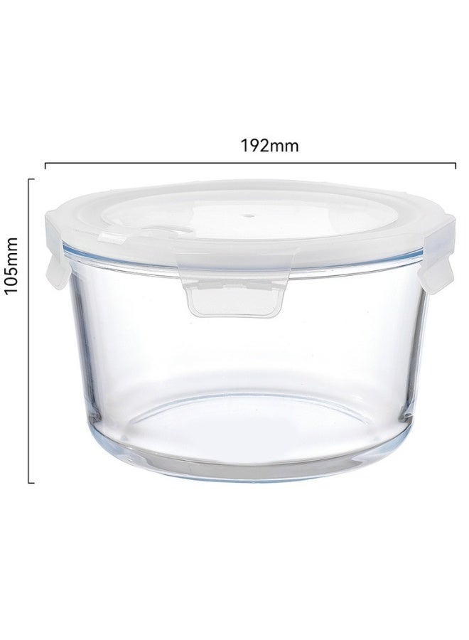 Happy Home 1Pcs Premium Round Glass Food Containers – BPA-Free, Leak-Proof 4-Sided Lock Lid with Rubber Seal, Steam Vent, Microwave, Oven, and Freezer Safe, 2200ml (Height 11cm × Width 20cm), Stackable, Eco-Friendly, Perfect for Food Storage and Meal Prep - Image 2